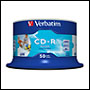 CD-R vierge 52x 700Mo Printable Super Azo Verbatim en Spindle 50 pcs