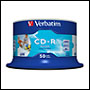 50 CD-R vierge 52x 700Mo Printable Super Azo Verbatim en Spindle - *43438