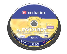 DVD+RW vierge 4x Verbatim 4.7Go Advanced AZO en Spindle 10 pcs