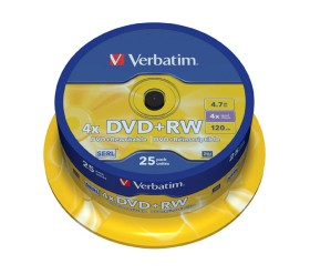 DVD+RW vierge 4x Verbatim 4.7Go en Spindle 25 pcs