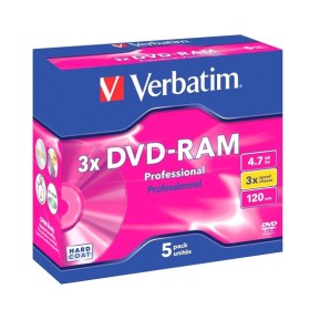 5 DVD-RAM vierge 3x Verbatim 4.7Go en Cartridge T2
