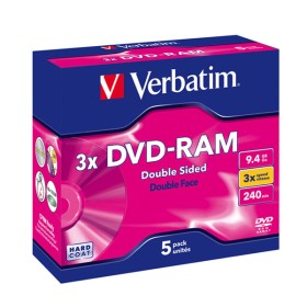 5 DVD-RAM vierge 3x Verbatim 9.4Go en Cartridge T4