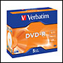 DVD-R 16x 4.7 go Verbatim par 5 en Jewel case