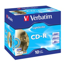 10 CD-R vierge 52x Verbatim 700Mo LightScribe Azo en Jewel case
