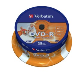 DVD-R 16x 4.7Go Imprimable Verbatim en Spindle 25 pcs