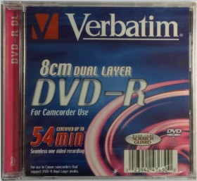 1 DVD-R Double Couche 4x Verbatim 2.6Go 8cm Hardcoat en Jewel case