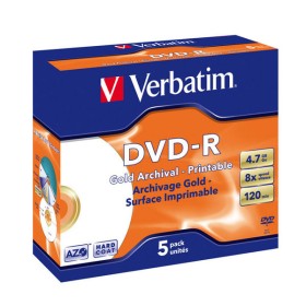 DVD-R 8x 4.7 go GOLD Imprimable Verbatim par 5 en Jewel Case