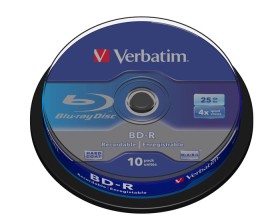 Blu-ray vierge Verbatim BD-R 4x 25Go en Cakebox 10 pcs