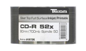 50 CD-R vierge 52x RITEK Imprimable SILVER Jet d'encre Full Surface en Shrink pack