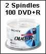 100 DVD+R vierge Sony 16x 4.7Go en Spindles 50 - 18340.2