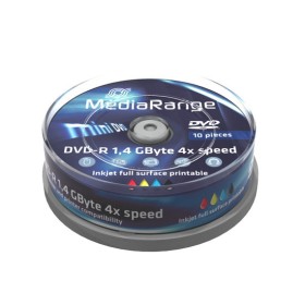 10 Mini DVD-R vierge 4x 8cm MediaRange 1.4Go Full Imprimable Jet d'Encre en Spindle